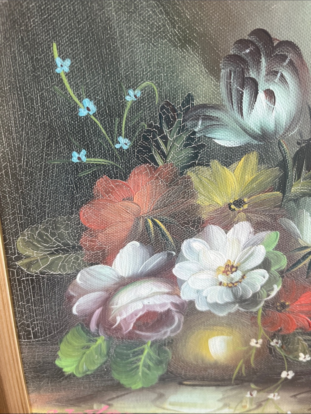 Ornate Gold Framed Floral Still Life Painting - Picture 2 of 3